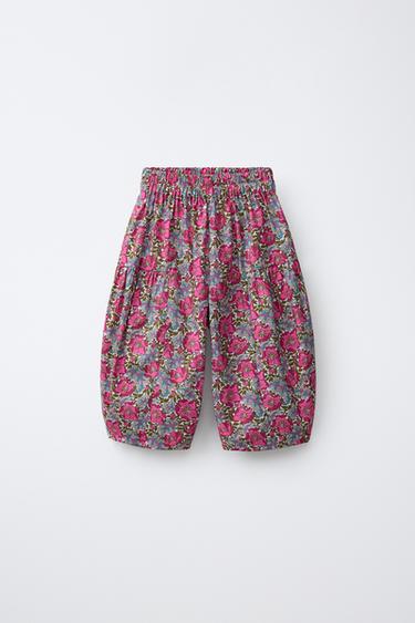 FLORAL PRINT SAROUEL TROUSERS MADE WITH LIBERTY FABRIC - Fuchsia by Zara