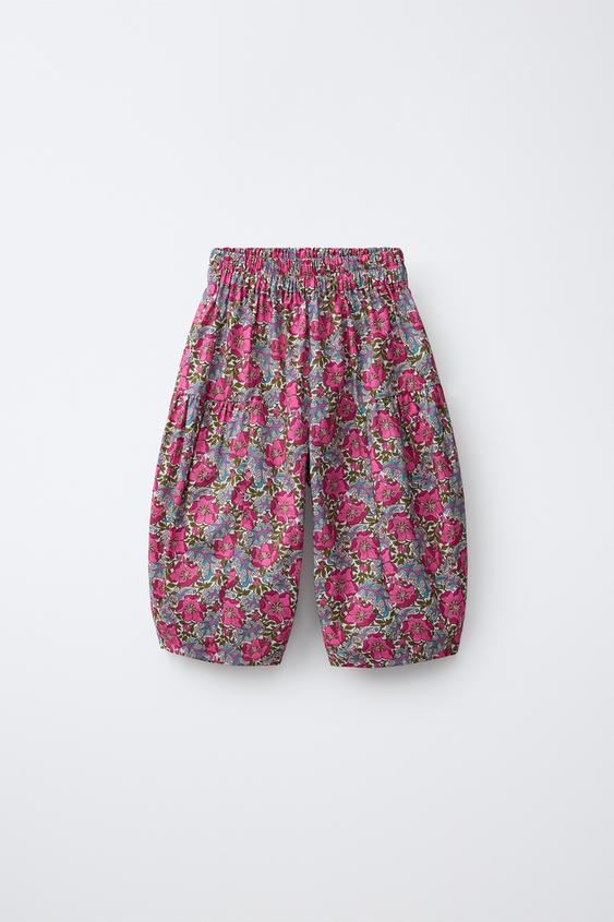 QUẦN DÁNG PHỒNG HỌA TIẾT HOA VẢI LIBERTY - Màu hồng hoa đăng từ Zara - Hình ảnh 0