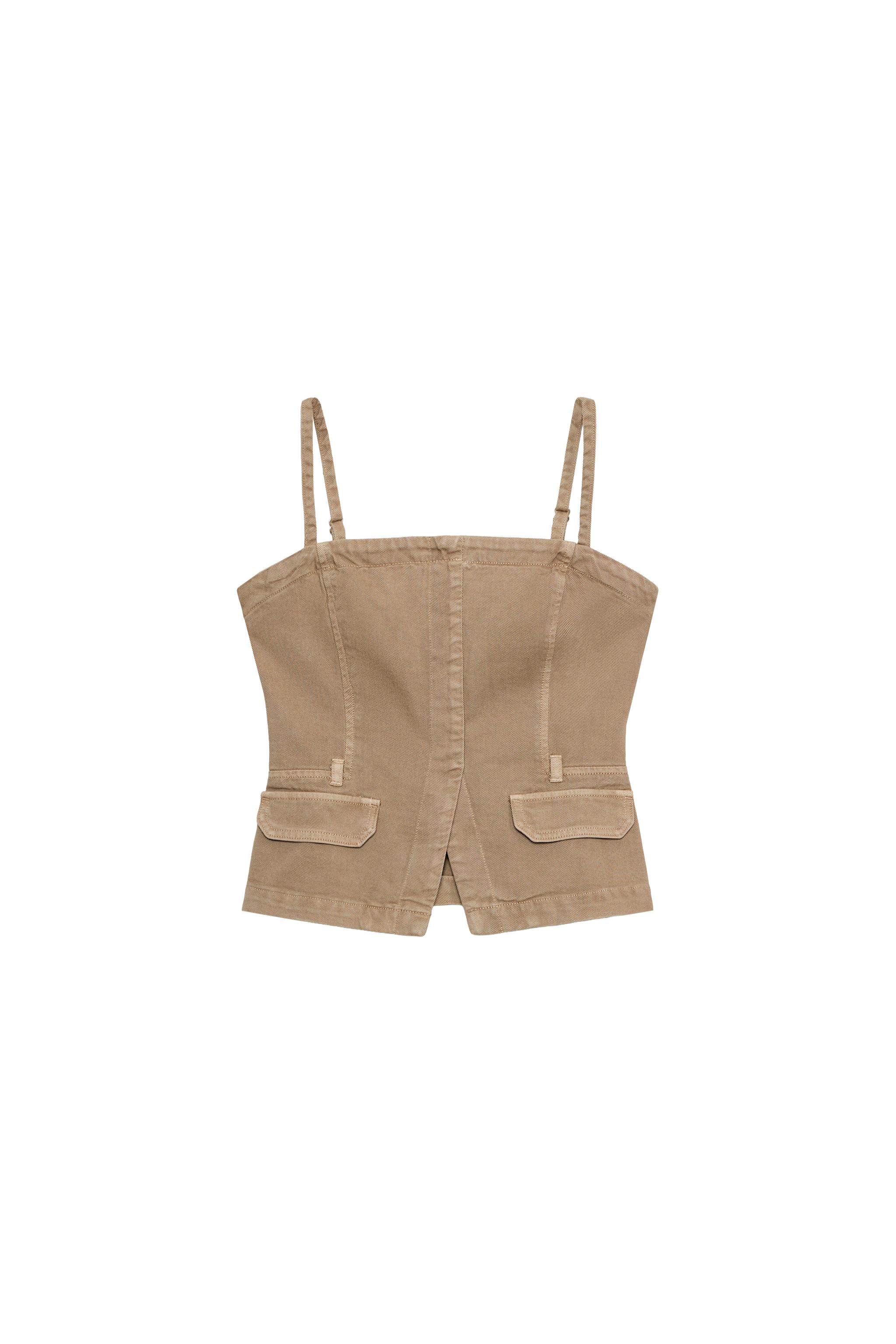 Z1975 DENIM STRAPPY CROP TOP - Light camel | ZARA United States