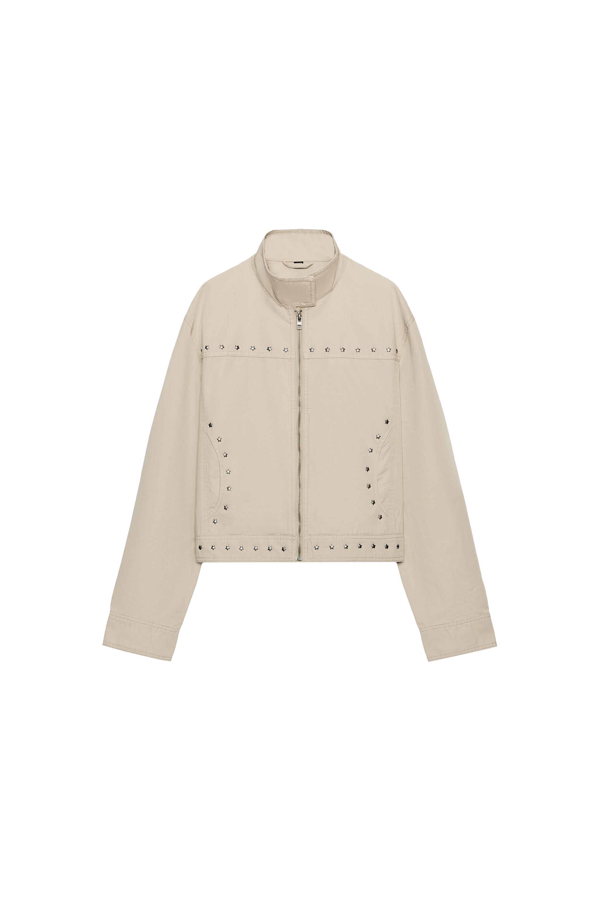 WASHED EFFECT JACKET WITH STUDS - Light beige | ZARA United Kingdom
