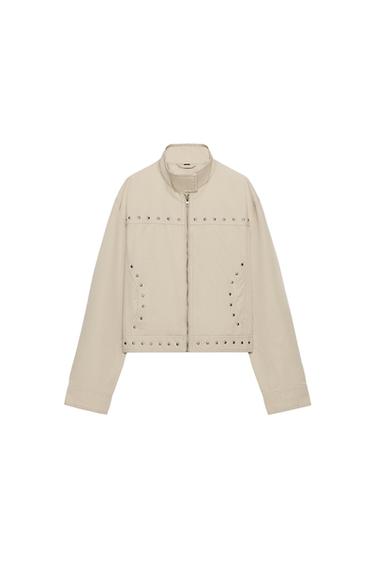 WASHED EFFECT JACKET WITH STUDS - Light beige by Zara
