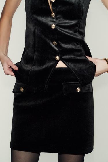КОРОТКАЯ БАРХАТНАЯ ЮБКА — ЧЕРНЫЙ от Zara
