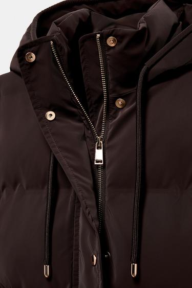 ANORAK MI-LONG EN TISSU CAOUTCHOUTÉ COUPE-VENT - Marron de Zara - Image 6