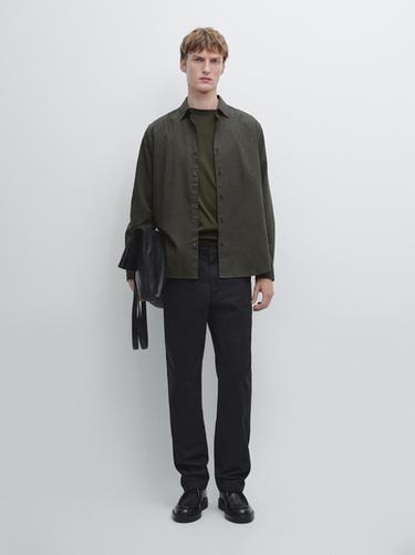 Pantalon tapered fit émerisé - Noir de Zara