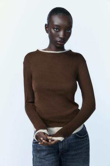 T-SHIRT DOUBLE - Marron de Zara - Image 0