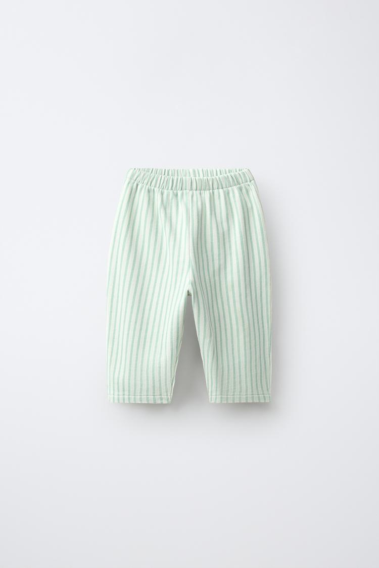 STRIPED POCKET PANTS — Light green