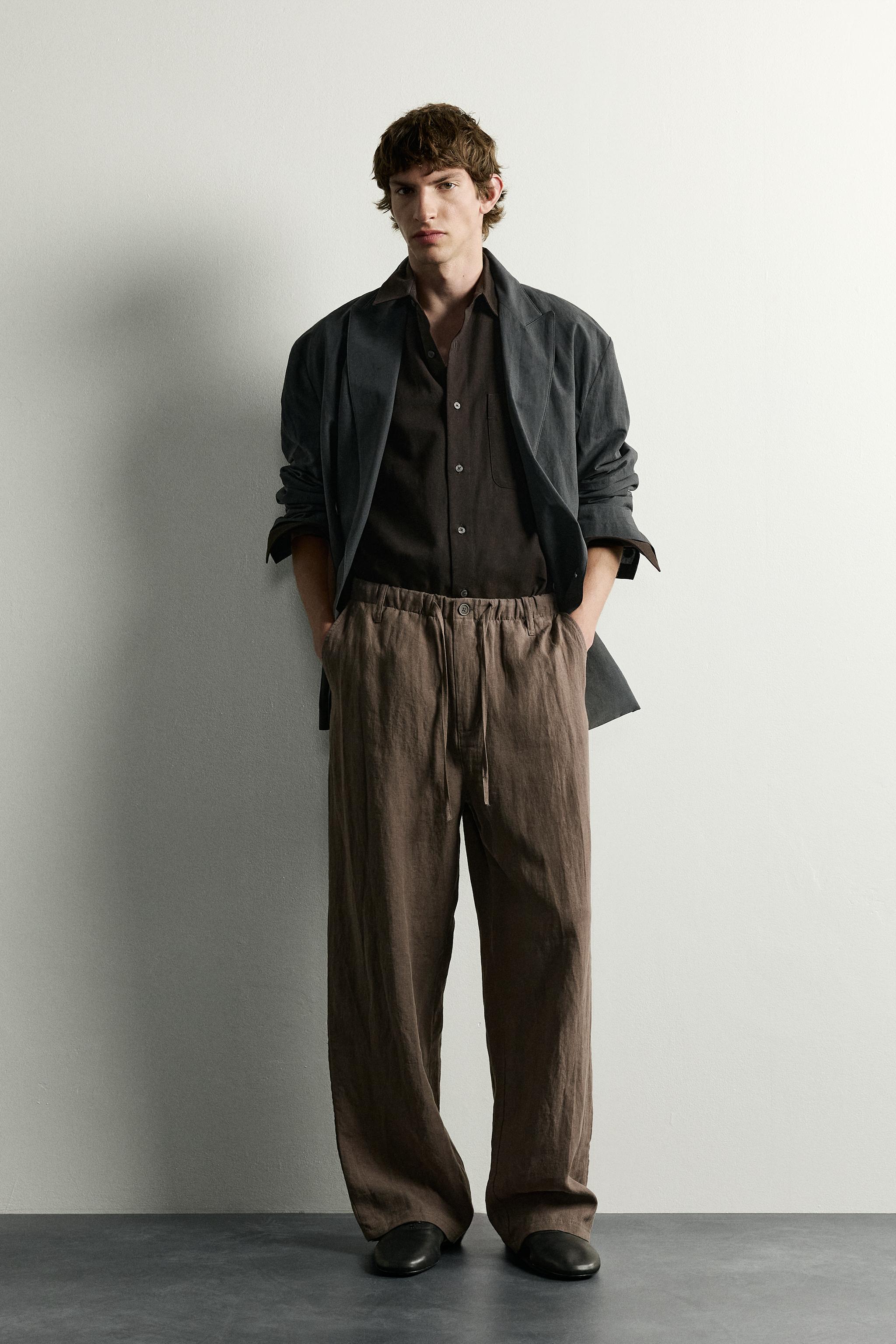 Zara %100 KETEN RELAXED FIT PANTOLON