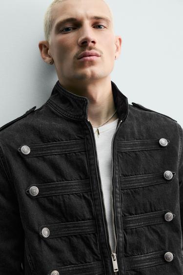 VESTE EN DENIM AVEC BRANDENBOURGS ET BOUTONS - Charbon de Zara - Image 8