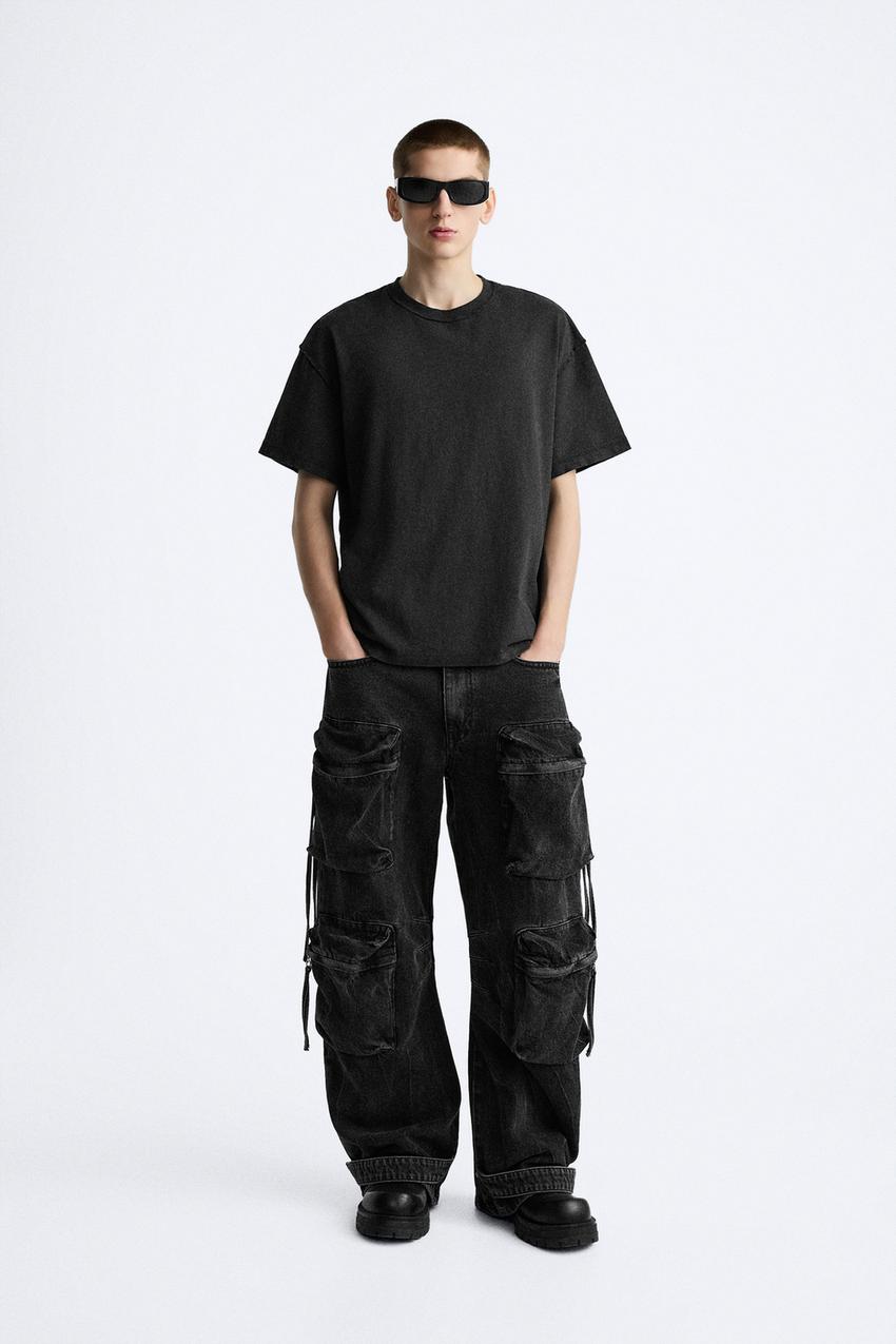 ZARA Black Cargo Jeans for Men