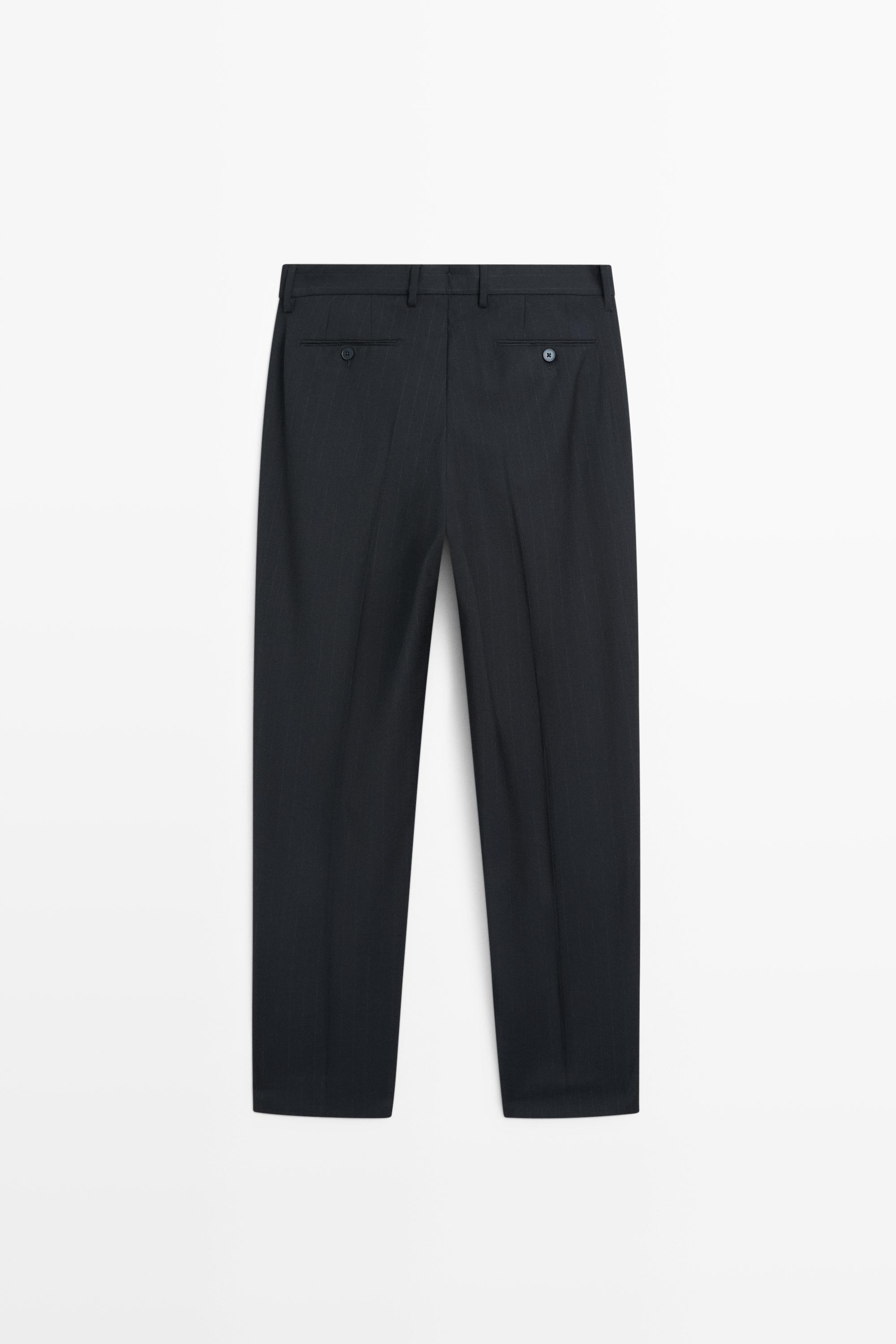 Striped 100% cool wool suit pants
