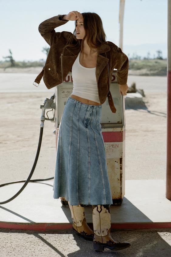 100% SUEDE LEATHER SHORT JACKET WITH BELT from Zara - $229