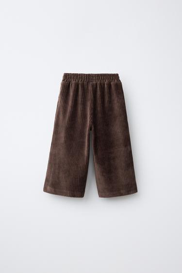 EMBROIDERED HEART CORDUROY CULOTTES — Chocolate 2