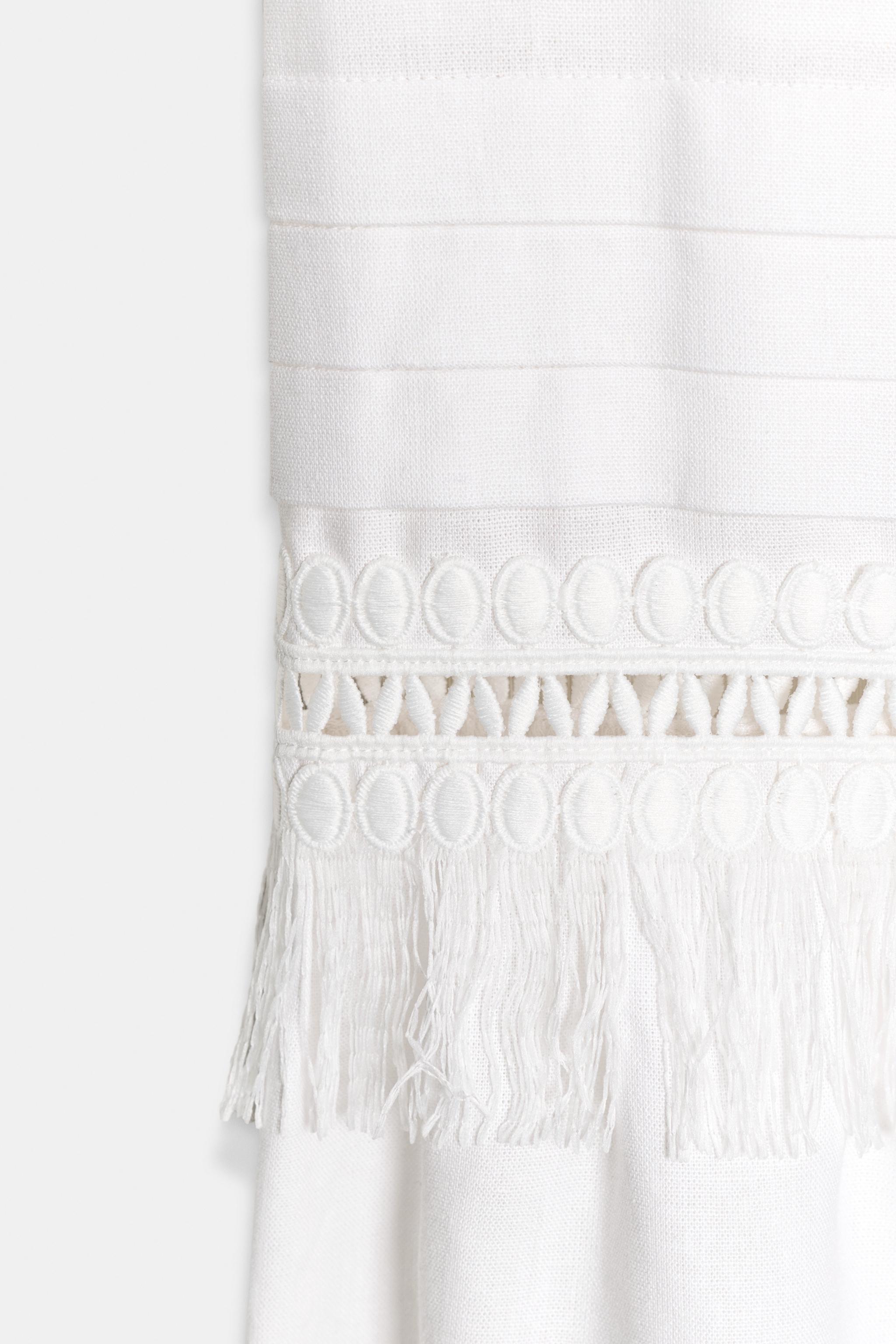 LINEN FRINGED MIDI SKIRT