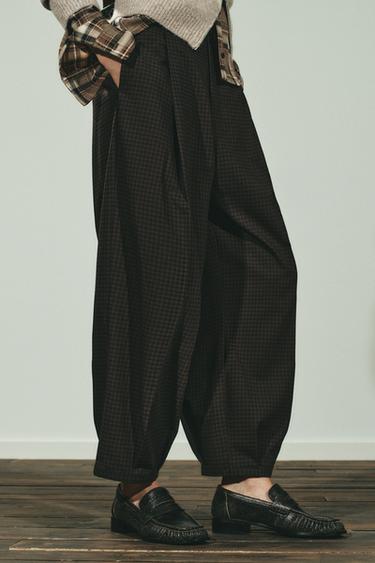 CHECK TROUSERS WITH DARTS - Grey by Zara