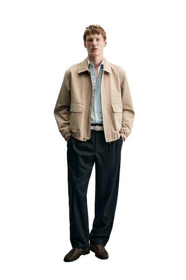 CAZADORA REGULAR FIT ALGODÓN - Gris topo de Zara