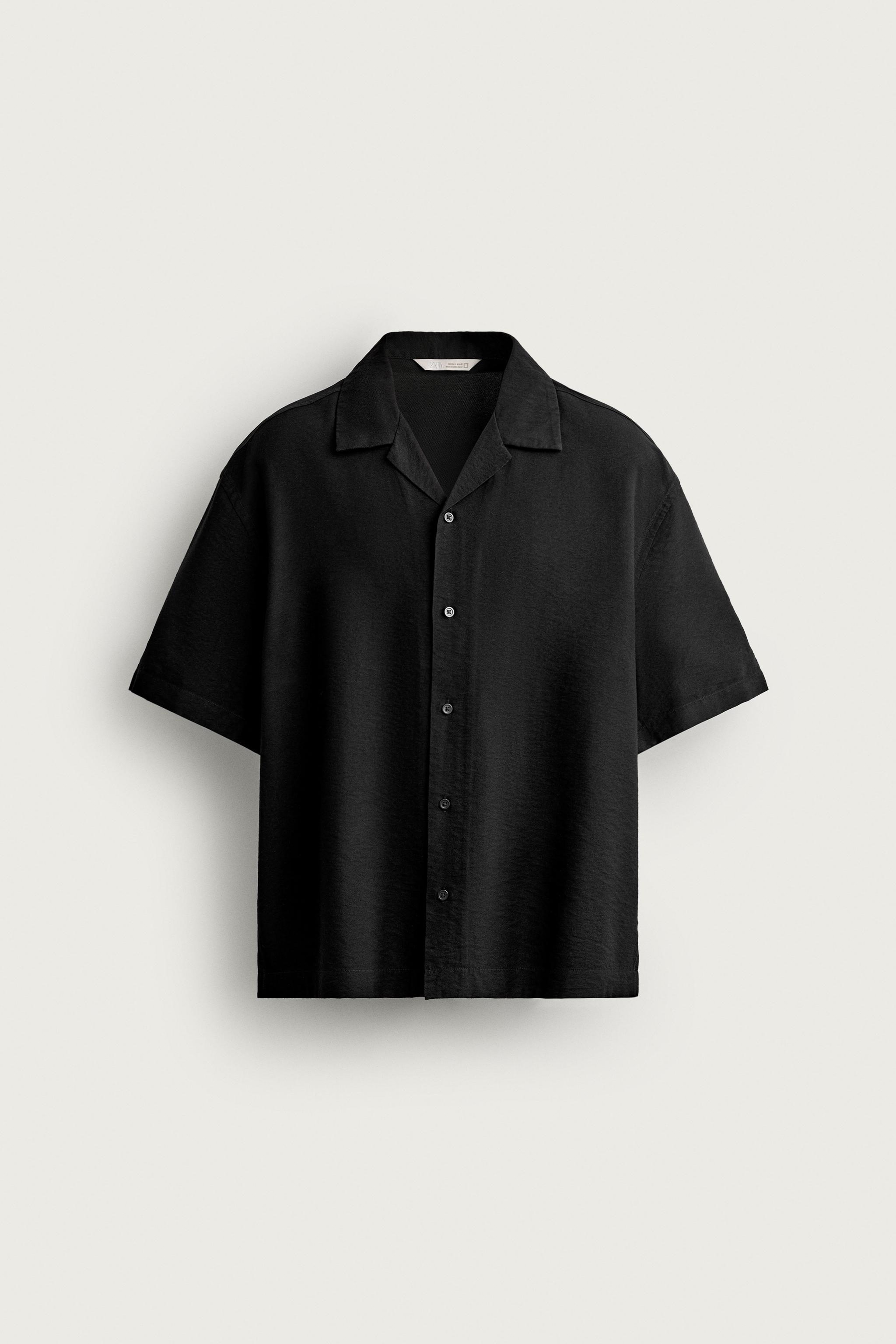 FLOWY REGULAR FIT SHIRT — Black