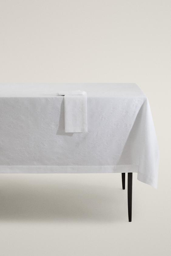 MANTEL ALGODÓN JACQUARD - Blanco de Zara - Imagen 0