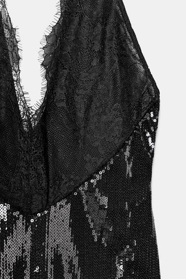 ROBE COURTE HALTER À PAILLETTES - Noir de Zara - Image 8