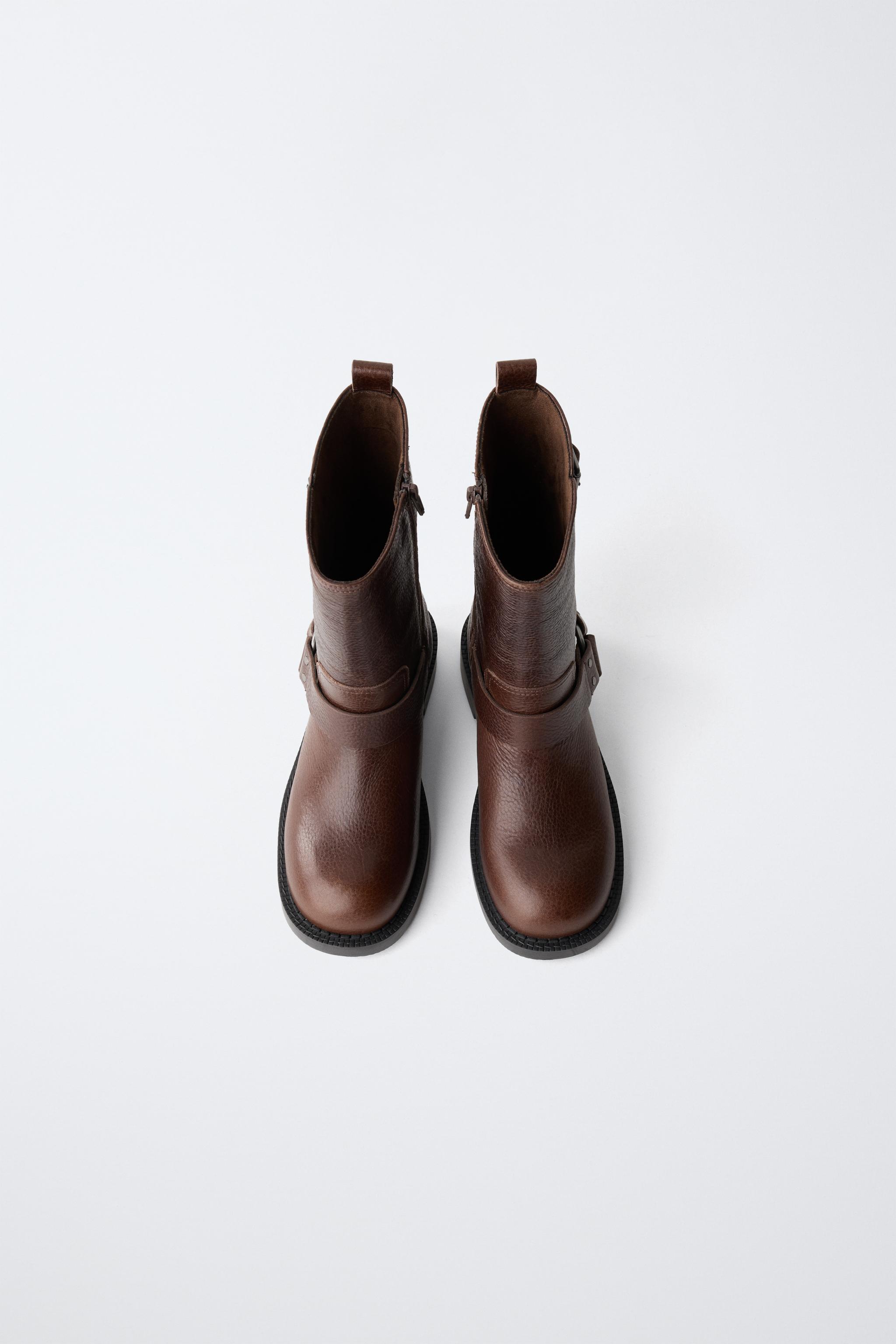 LEATHER BIKER BOOTS