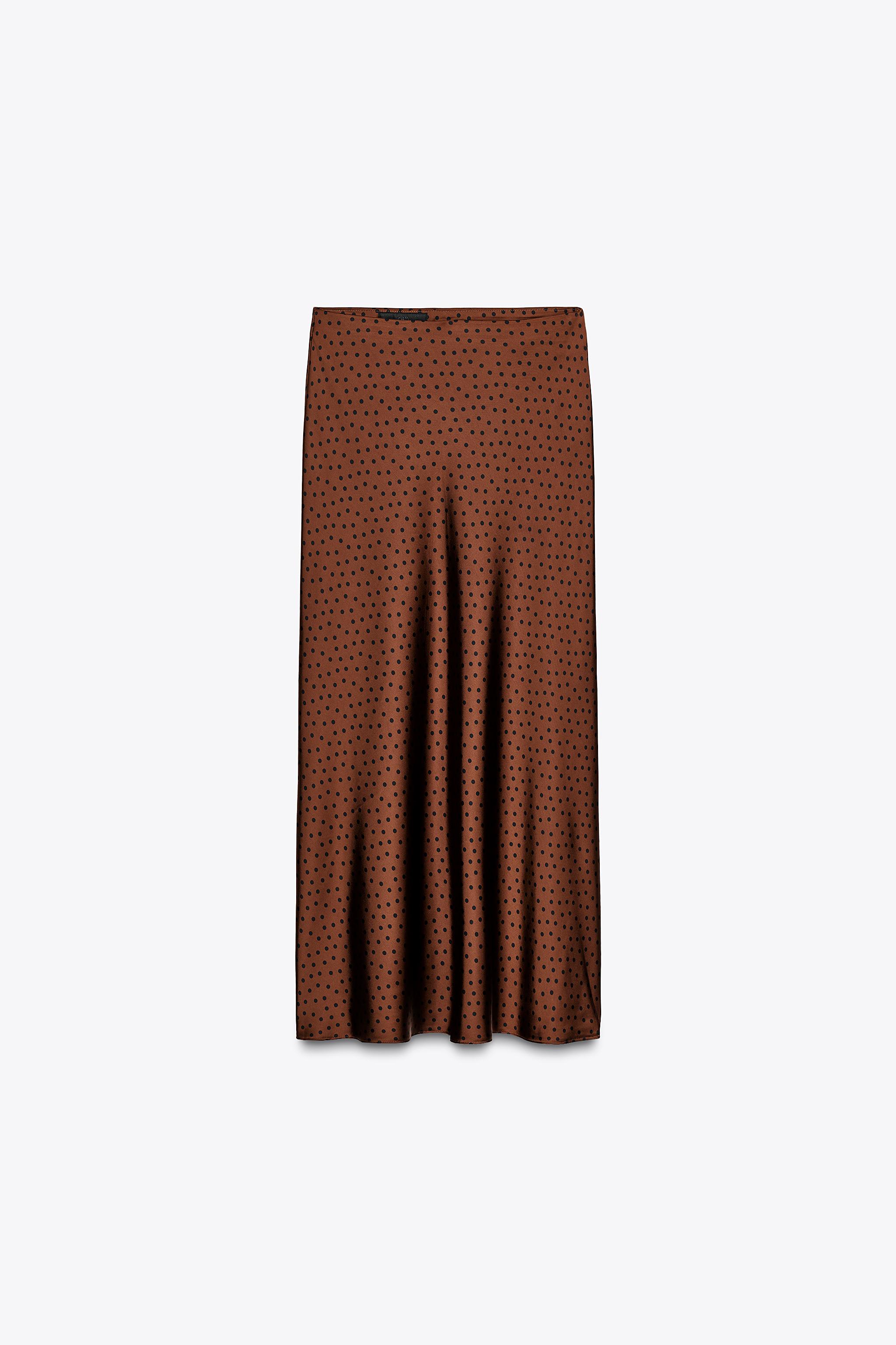 サテンミディ丈スカート - ダークグレー | ZARA Japan / 日本