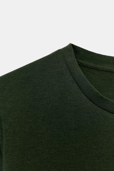 CROPPED SHORT SLEEVE T-SHIRT - Khaki by Zara - Image 7