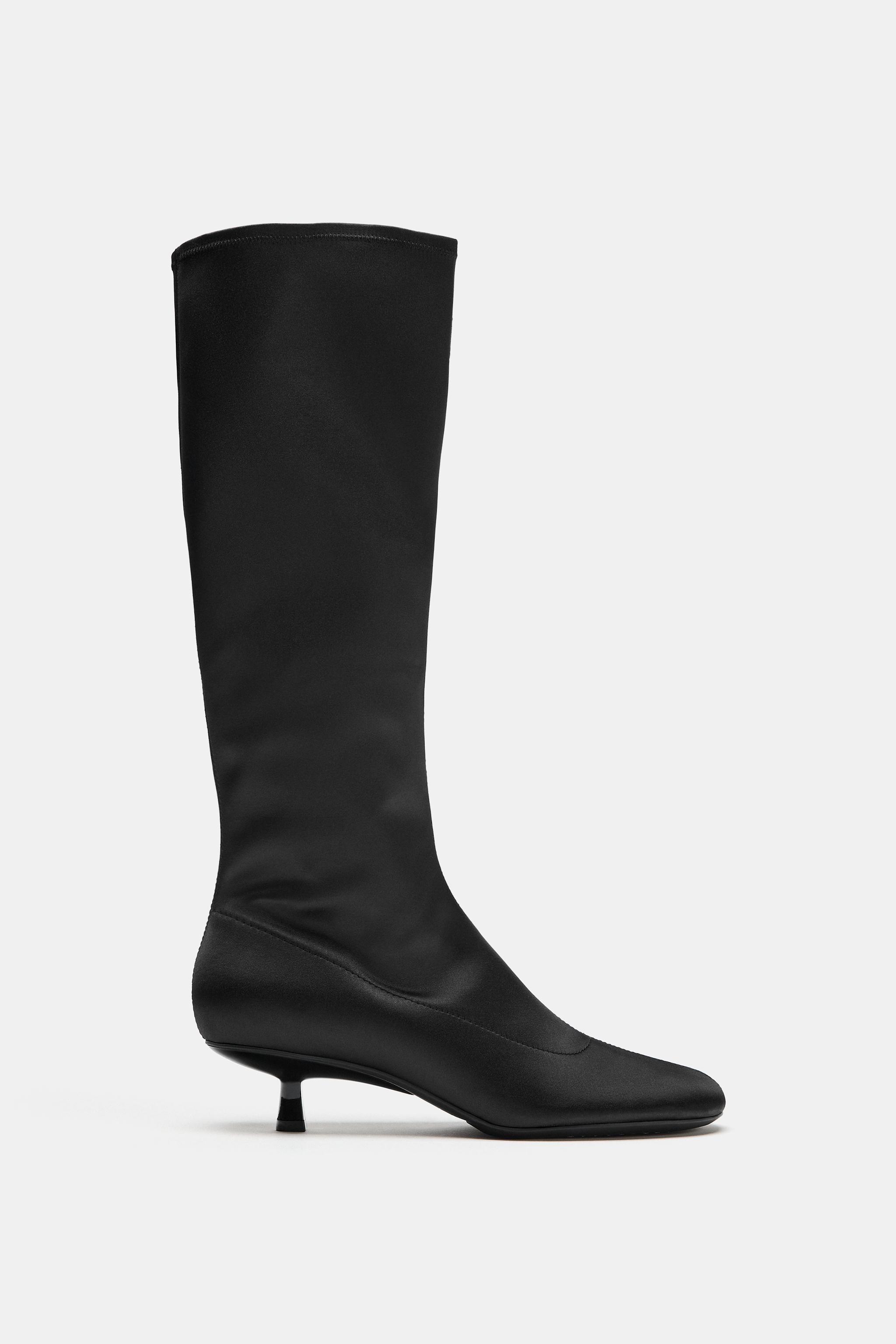Женские ботинки Zara SATIN KITTEN BOOTS — фото 4