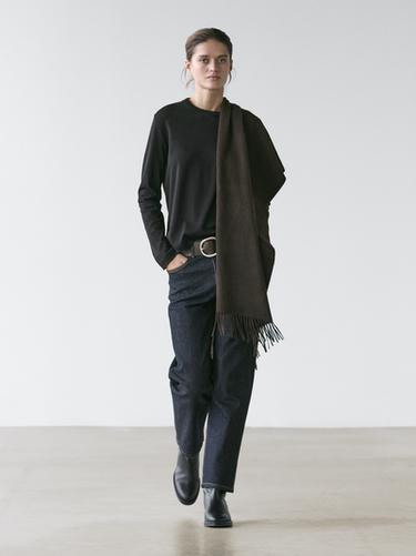 Zara 100% cotton interlock long sleeve T-shirt - Black - Image 0