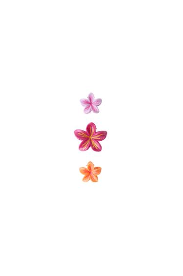 Zara PACK OF THREE HIBISCUS FLOWER CLIPS - Multicolored