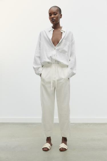 SANDALIA PLANA PIEL - Blanco de Zara