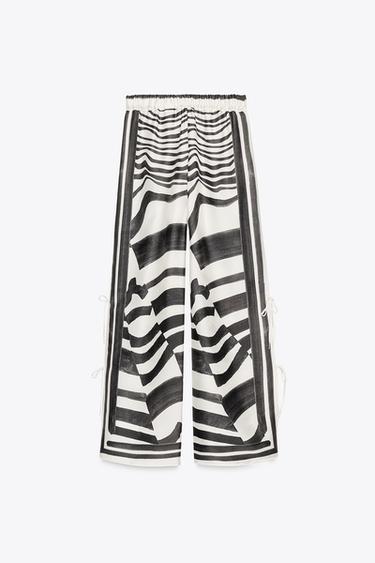 PANTALON IMPRIMÉ LACETS ZW COLLECTION - Noir / Écru de Zara - Image 5