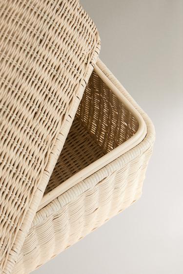 KIDS’ RATTAN HAMPER WITH LID - Oyster-white by Zara - Image 2