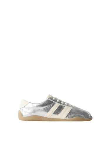 Zara METALLIC SNEAKERS - Silver