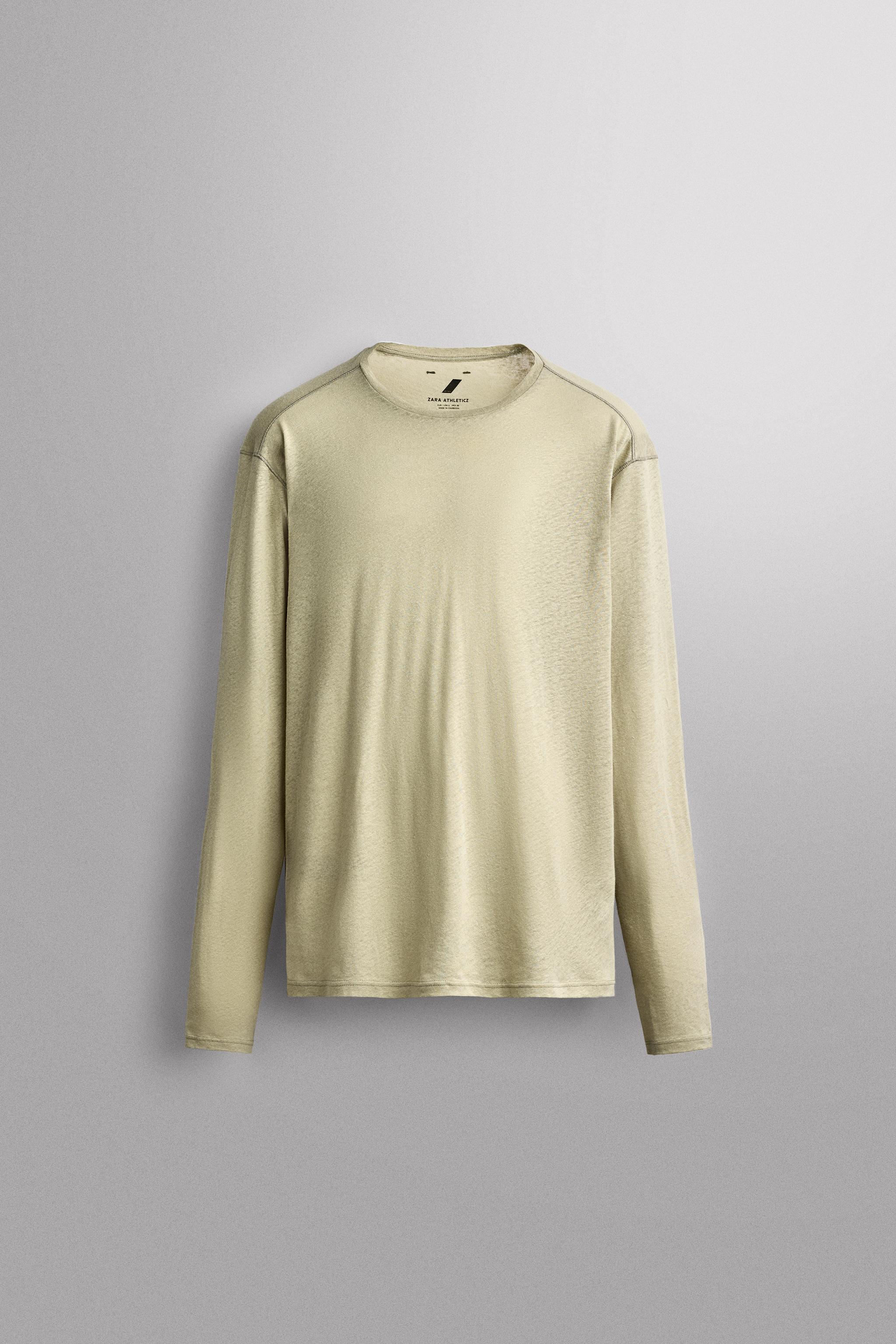 LIGHTWEIGHT LINEN COTTON BLEND T-SHIRT — Washed green