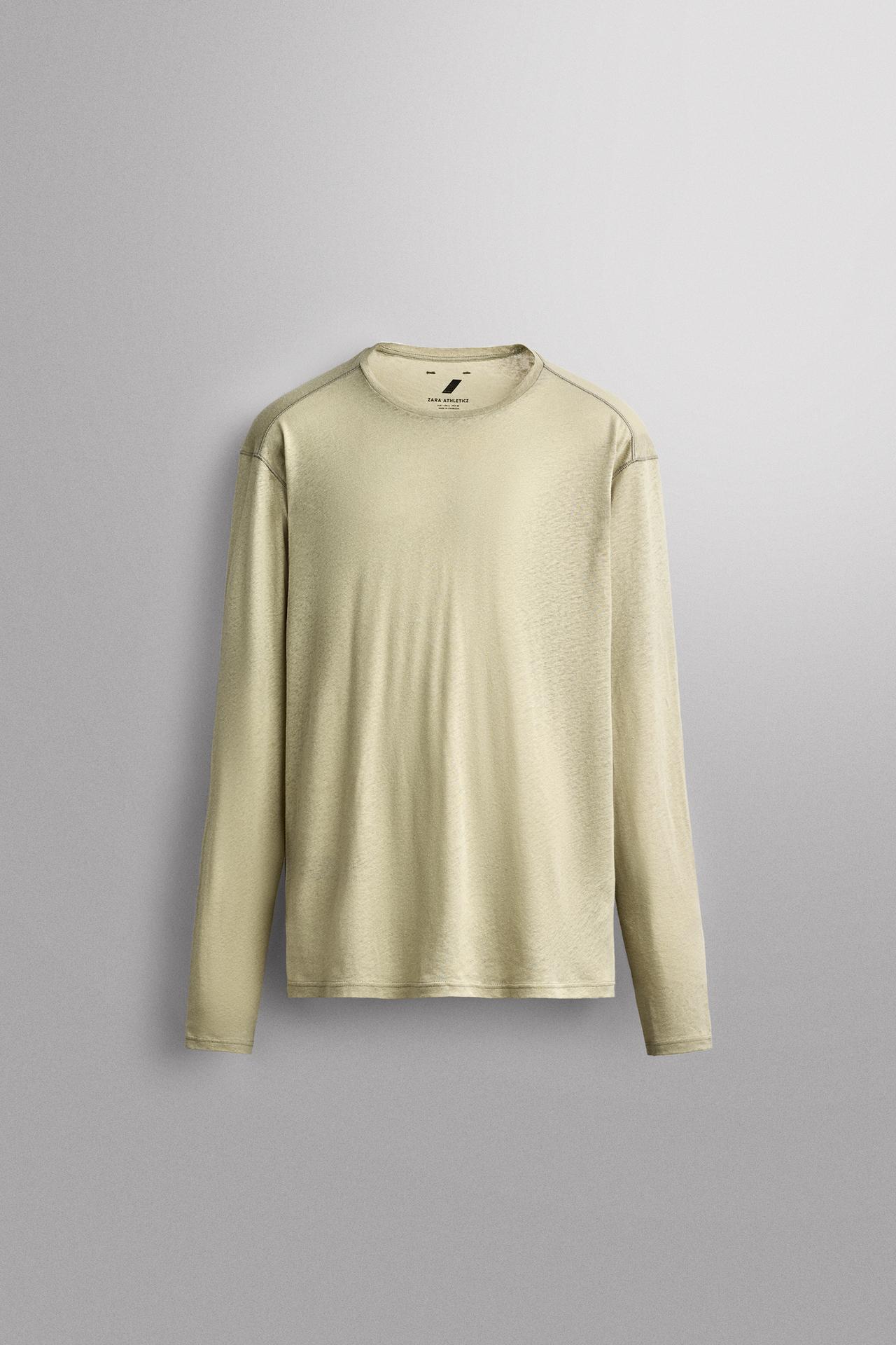 LIGHTWEIGHT LINEN-COTTON T-SHIRT — Washed green