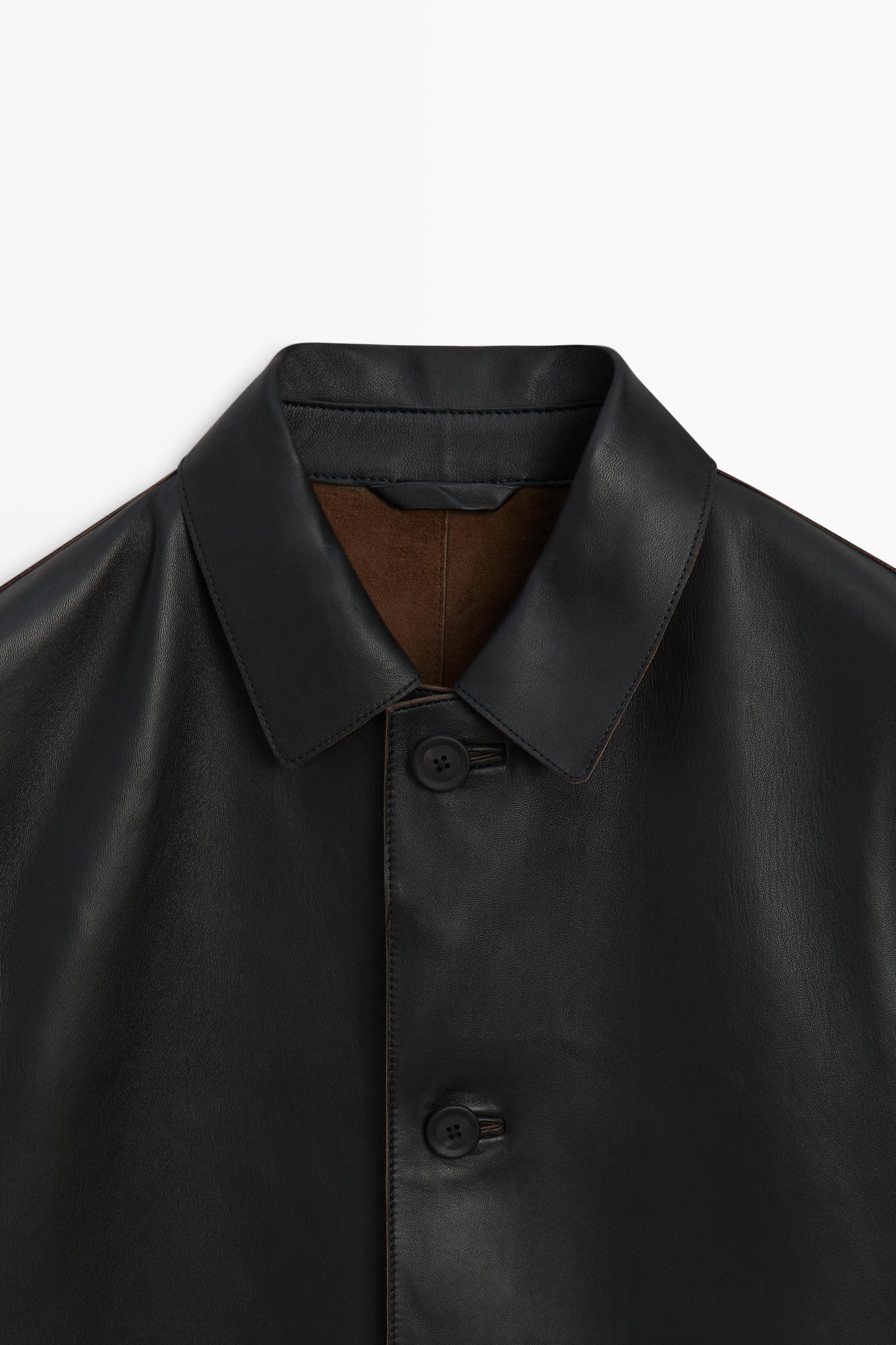 Veste avec boutons en cuir nappa