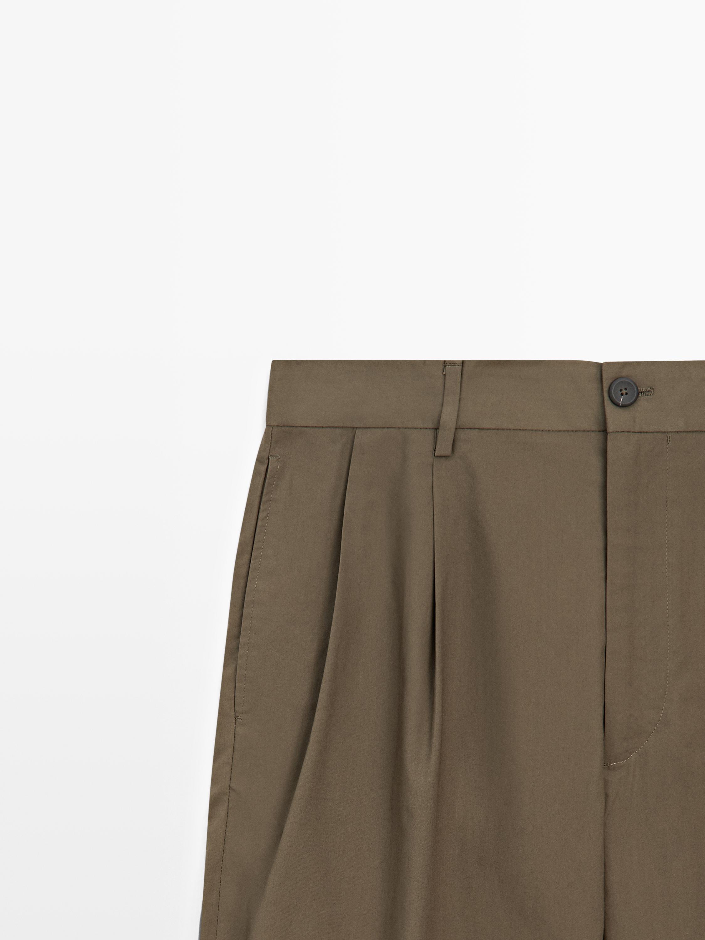 Cotton trousers with double darts