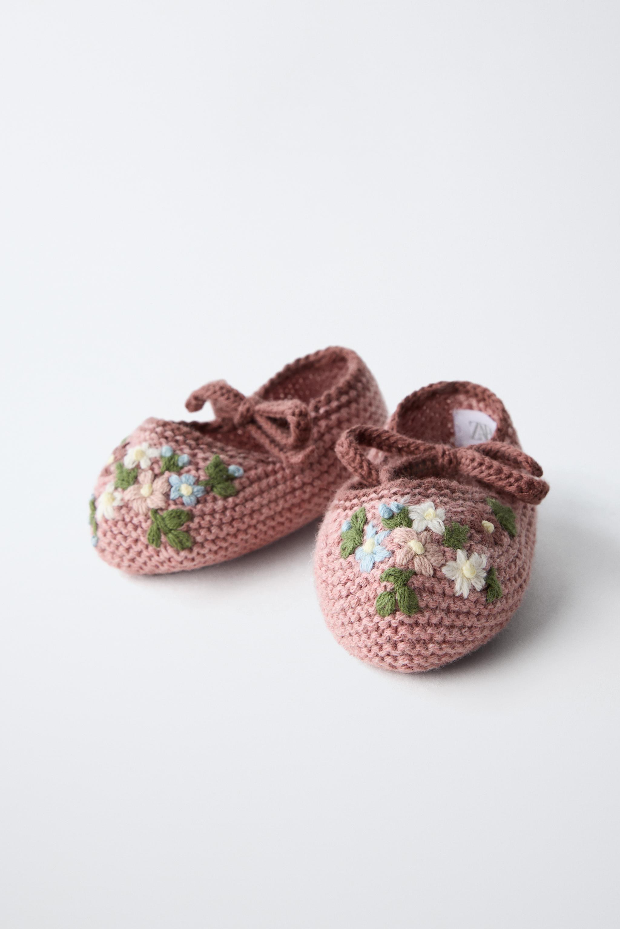 Детские ботинки Zara FLORAL KNIT BOOTIES — фото 3