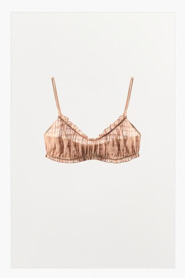 BRALETTE ME LLASTIKË TË GRUMBULLUAR - rozë e lehtë nga Zara