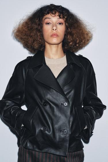 Zara LEATHER JACKET ZW COLLECTION LIMITED EDITION - Black