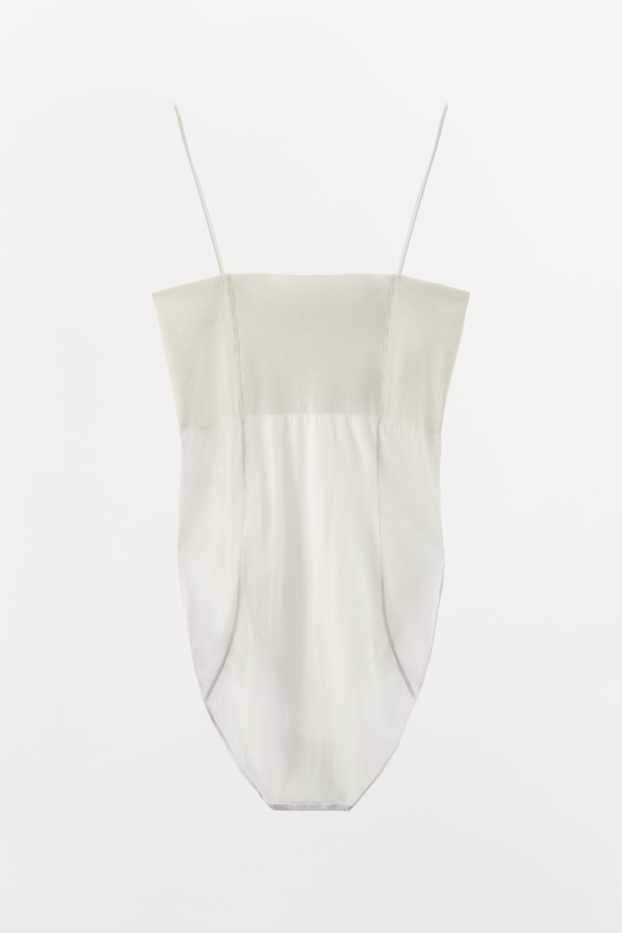 ZARA フィットボディスーツ ステッチ入りストラップ 5919/908 フィットボディスーツ ステッチ入りストラップ - ホワイト