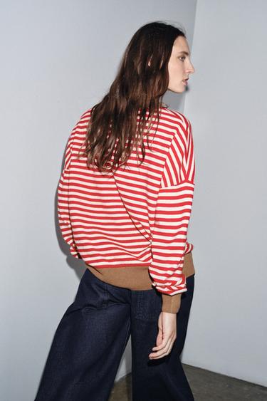 STRIPED 100% WOOL SWEATER - Ecru / Red by Zara - Image 2