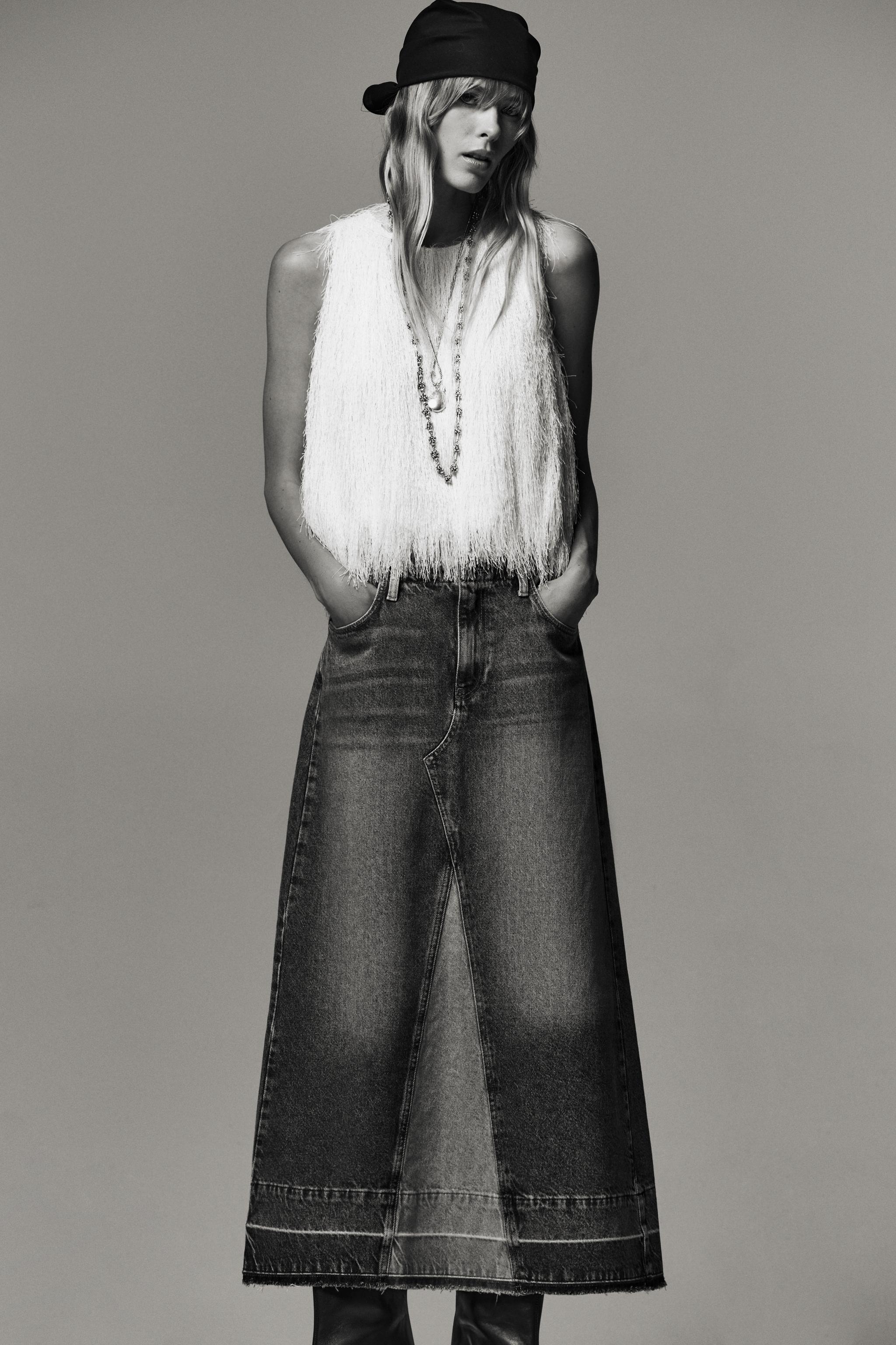 JUPE MIDI EN JEAN COMBINÉ Z1975