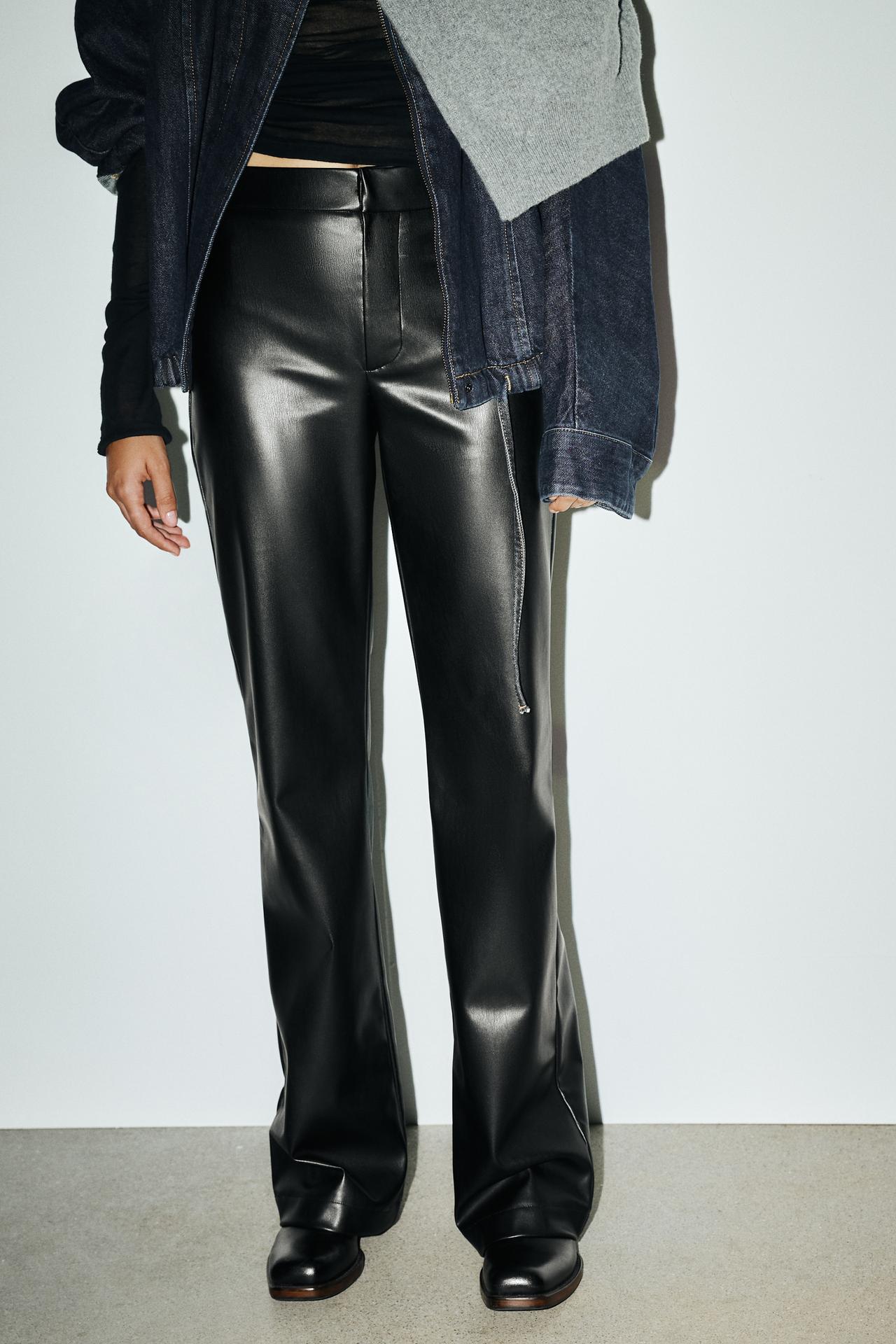FAUX LEATHER FLARE PANTS