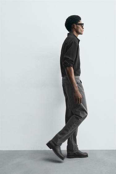 JEANS RELAXED STRAIGHT FIT - Gri e mesme nga Zara