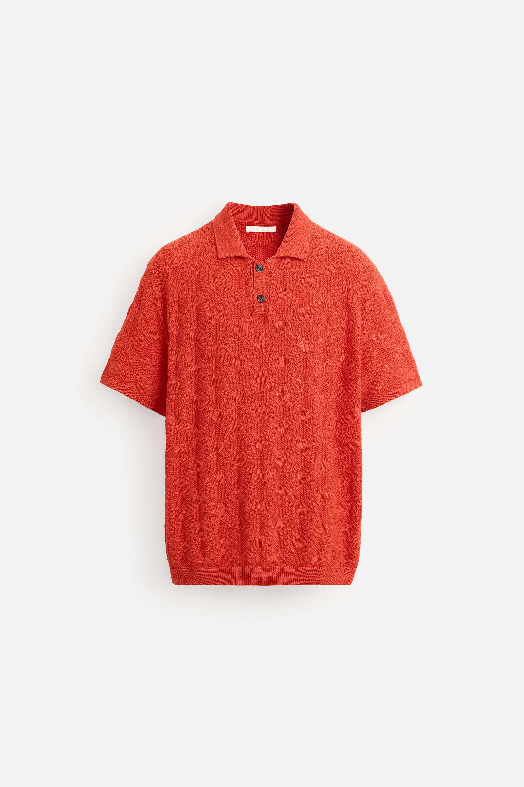 DIAMOND KNIT POLO SHIRT - Red | ZARA United States DIAMOND KNIT POLO SHIRT - Red | ZARA United States