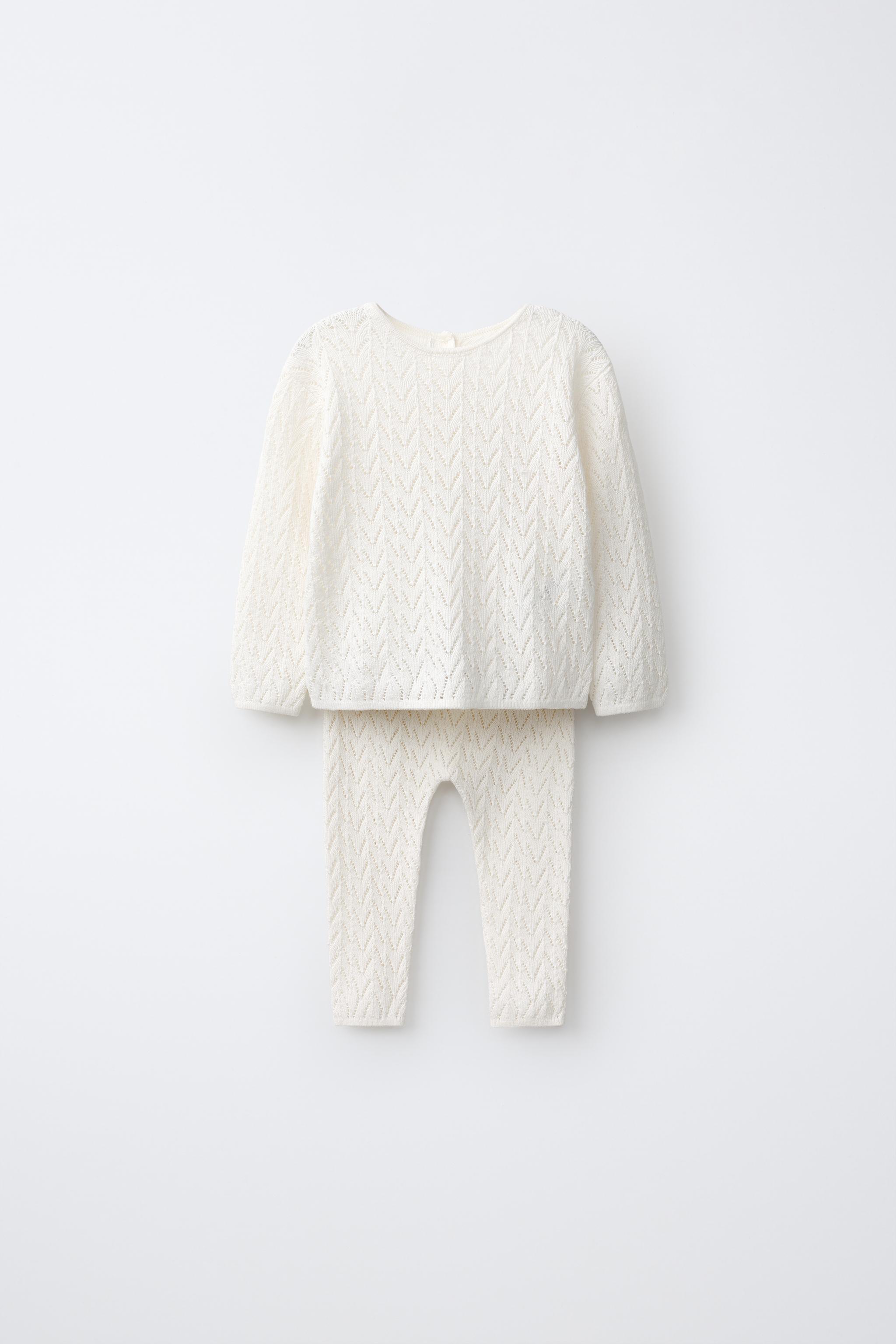 COTTON AND SILK TEXTURED JUMPER LEGGING SET