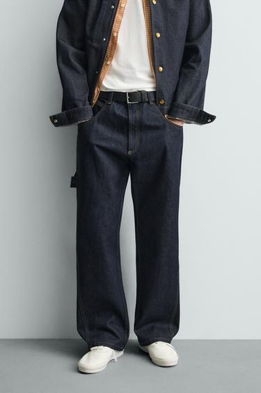 LOOSE FIT JEANS MED BRODERI - indigo fra Zara