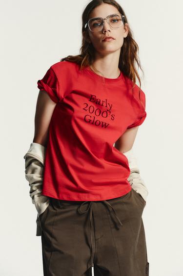 SLOGAN T-SHIRT - Raspberry by Zara