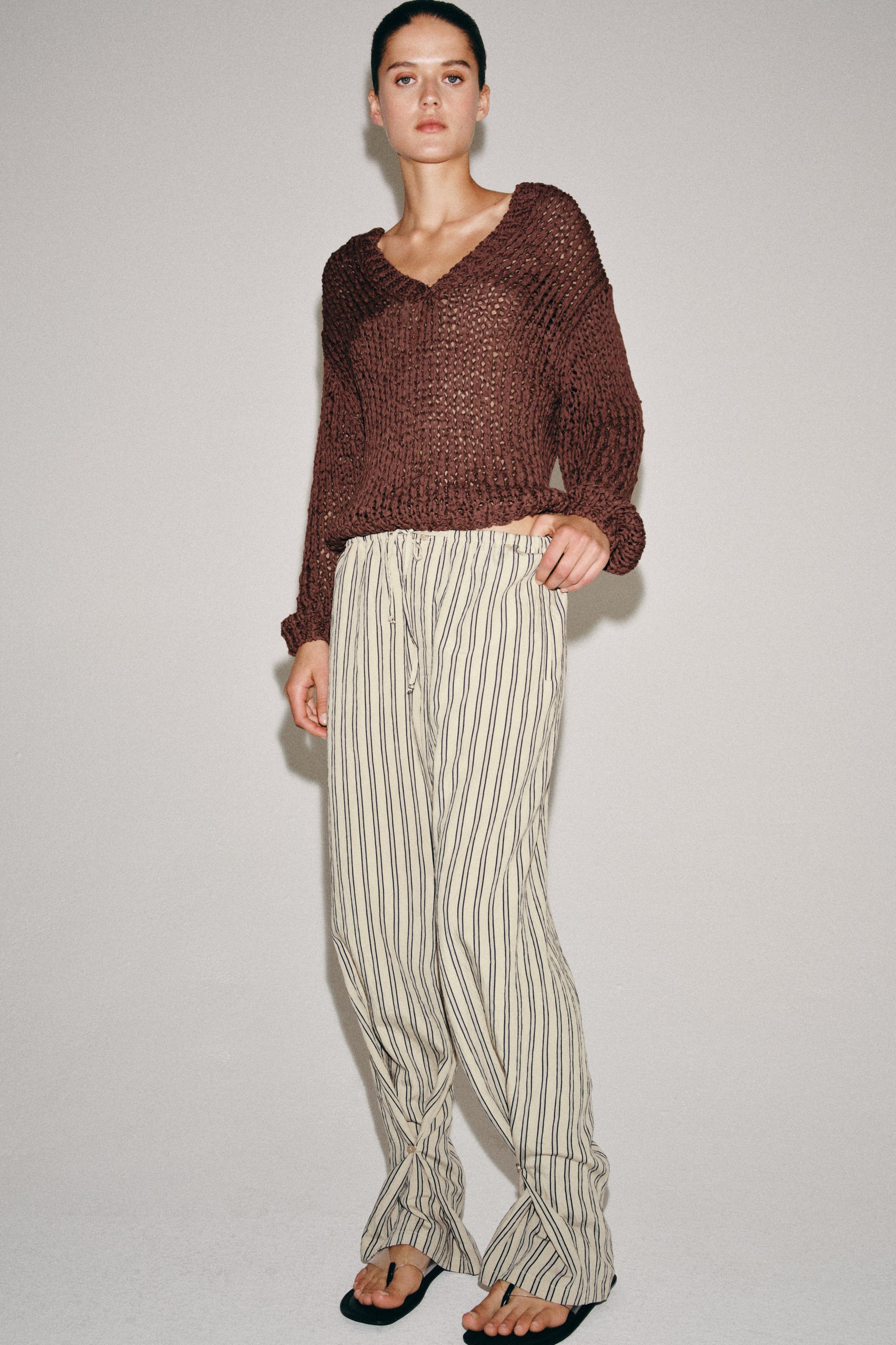 ZW COLLECTION STRIPED STRAIGHT LEG PANTS