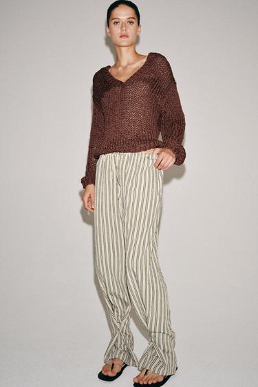 PANTALON DROIT À RAYURES ZW COLLECTION - Gris de Zara - Image 5